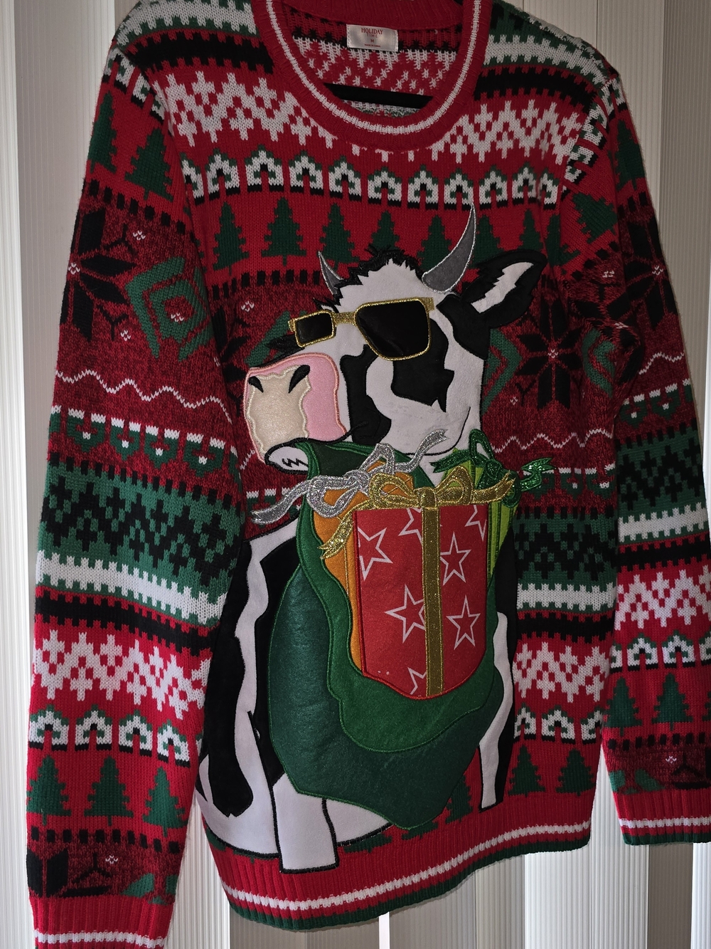 Ugly Christmas Sweater Cow Gift Pocket Sunglasses Adult Unisex Size M
